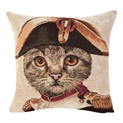 Housse De Coussin Chat Napoléon - Beige