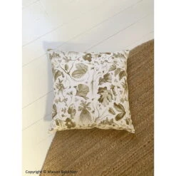 Housse De Coussin Bronze Herbier Du Roi - Maison Baluchon -Domicile Art Magasin 78593 xl