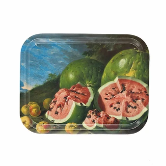 Plateau Luis Egidio Meléndez - Nature Morte Avec Pastèques Et Pommes - 32 X 25 Cm 3 Plateau Luis Egidio Meléndez - Nature Morte Avec Pastèques Et Pommes - 32 X 25 Cm