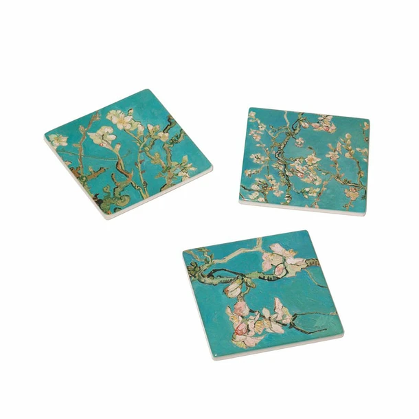 Set De 3 Sous-verres En Céramique Vincent Van Gogh - Amandier En Fleurs - Van Gogh Museum Amsterdam® 3 Set De 3 Sous-verres En Céramique Vincent Van Gogh - Amandier En Fleurs - Van Gogh Museum Amsterdam®