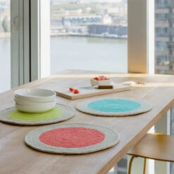 Lot De 2 Sets De Table Citron Vert Ø 38 Cm -Domicile Art Magasin 84215 xl