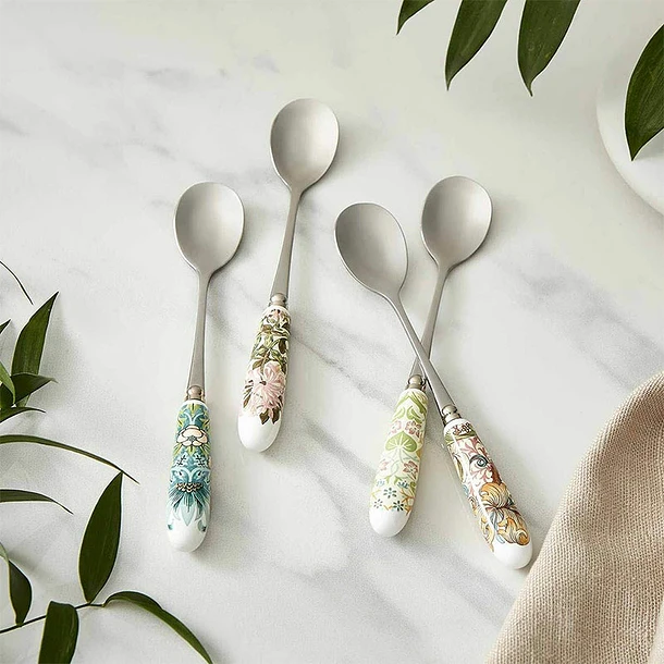 Set De 4 Cuillères à Dessert Fleurs Et Fruits - Morris & Co. 4 Set De 4 Cuillères à Dessert Fleurs Et Fruits - Morris & Co. – Image 2